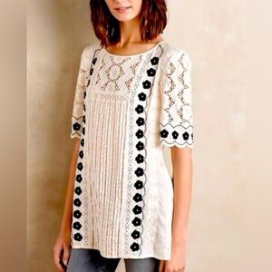 Anthropologie Christina Floreat Veille Peasant Blouse Top Medium Women’s M
